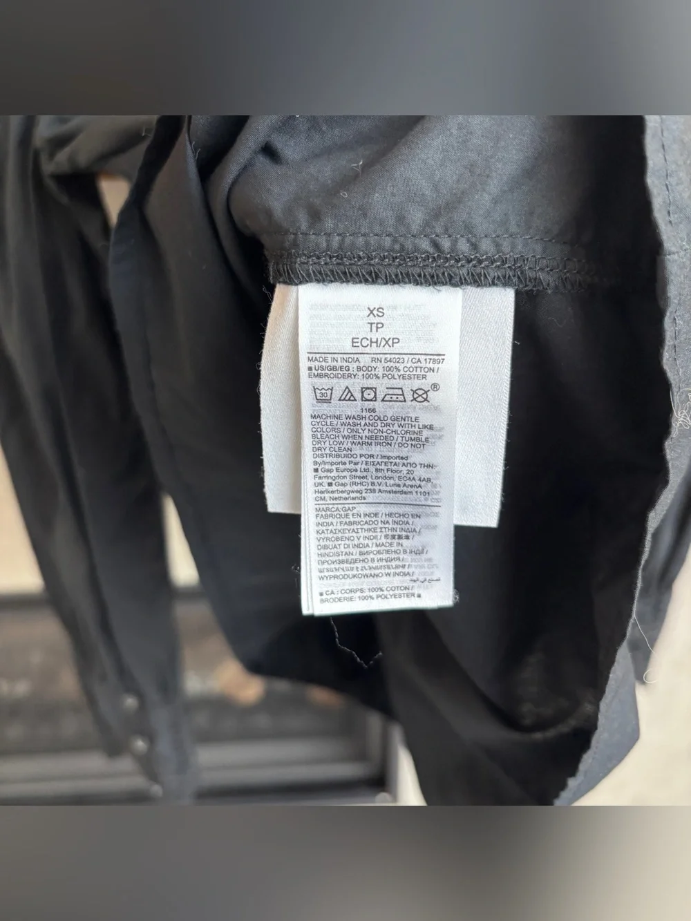 GAP Eyelet Mockneck Shirt In Black, Size XS